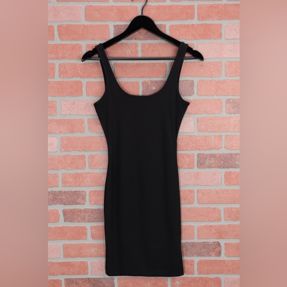 Black Ribbed Knit Bodycon Mini Dress - Picture 2 of 6